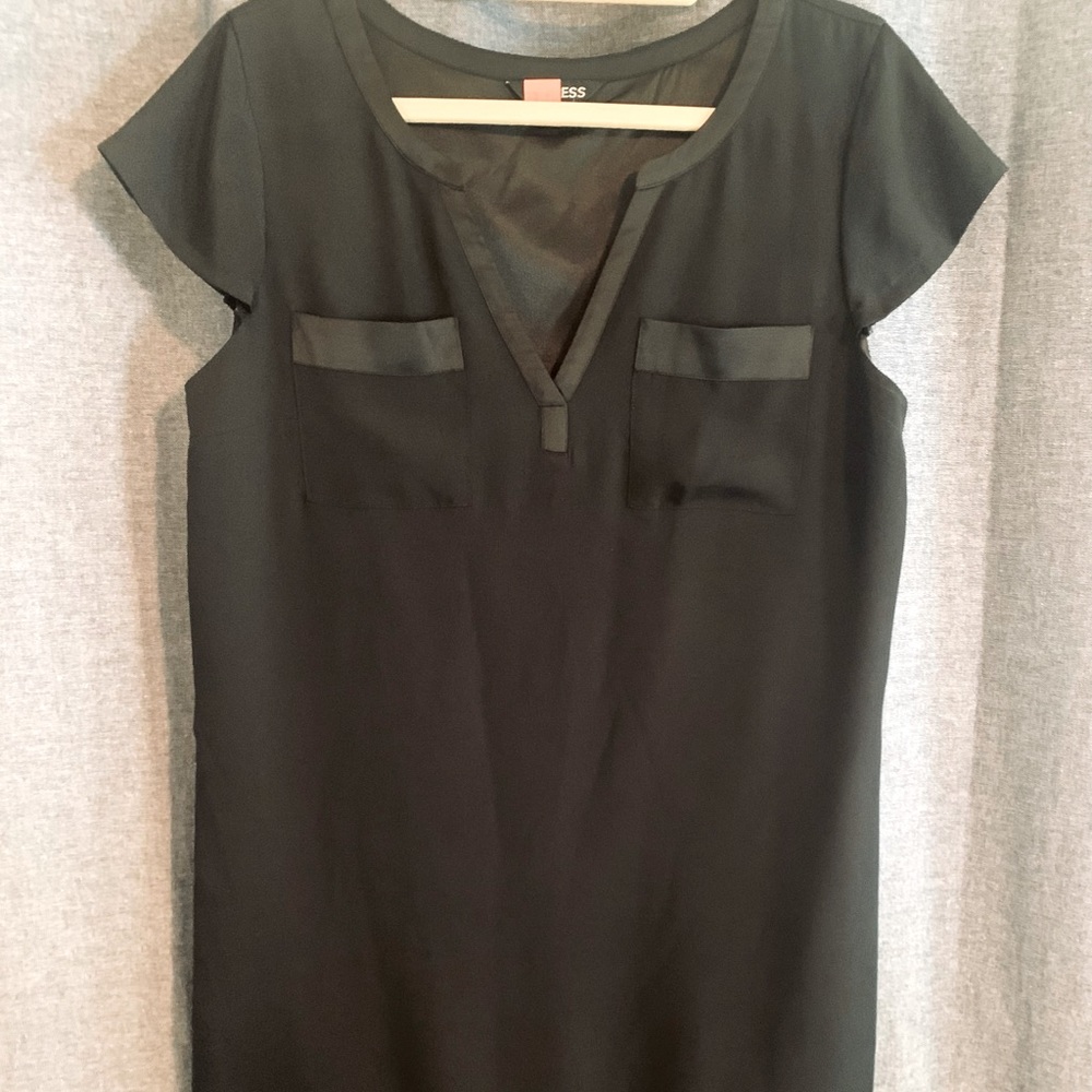 Stylish black shirt dress professional and fun.